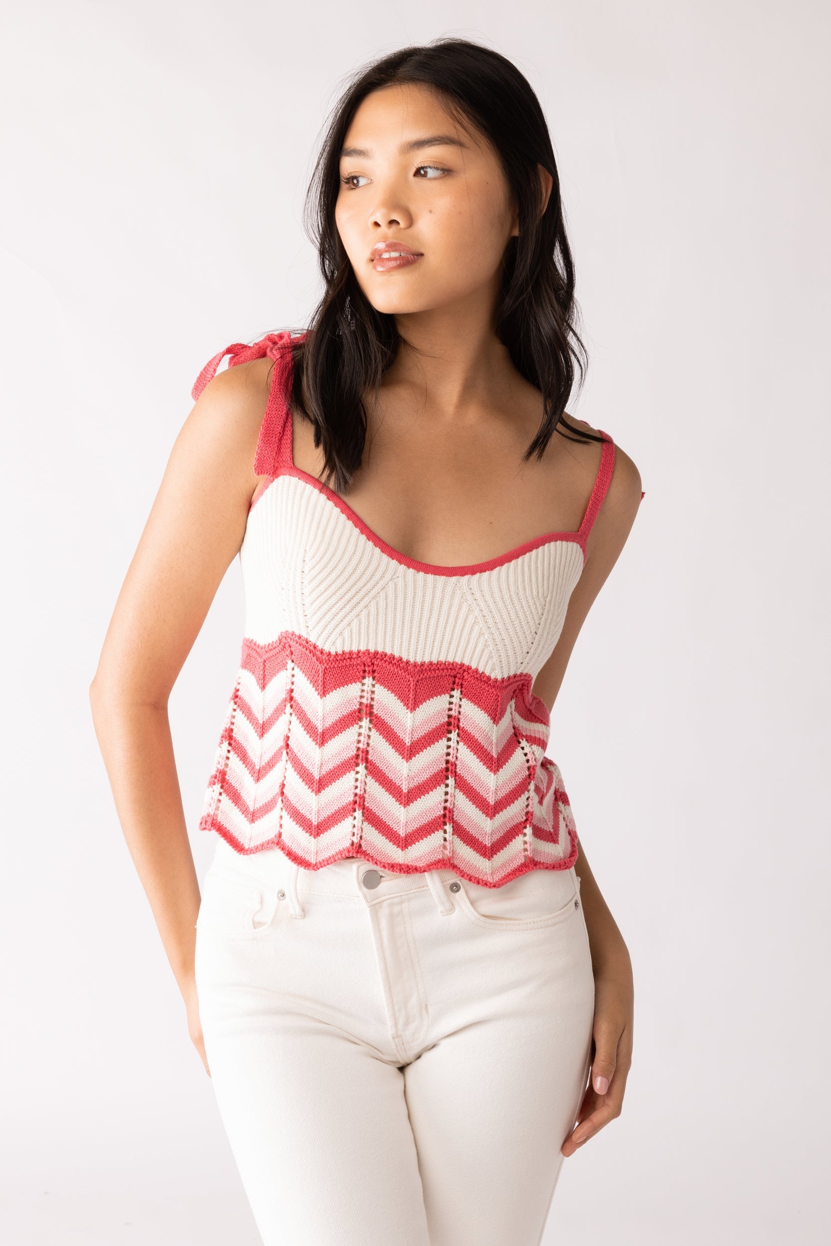 Lucile Chevron Crochet Cropped Top - fab'rik