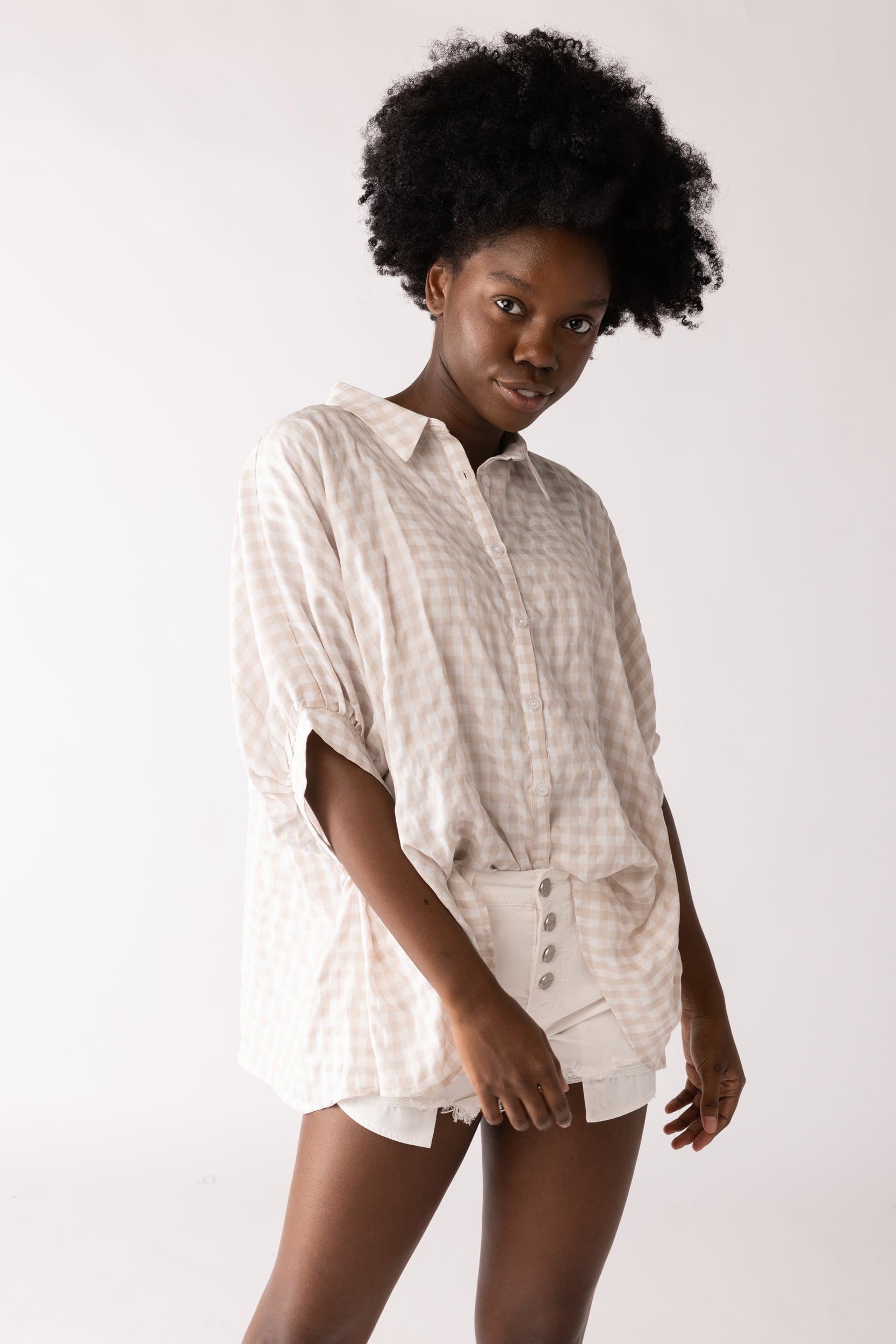 Eva Checkered Button Down Blouse - fab'rik