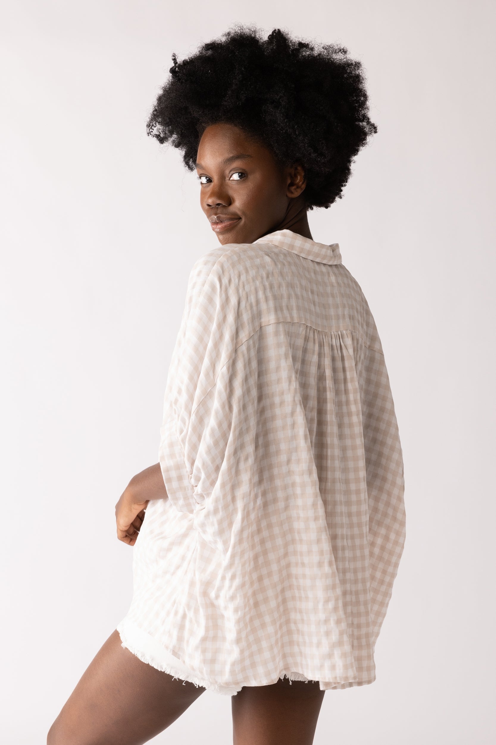 Eva Checkered Button Down Blouse - fab'rik