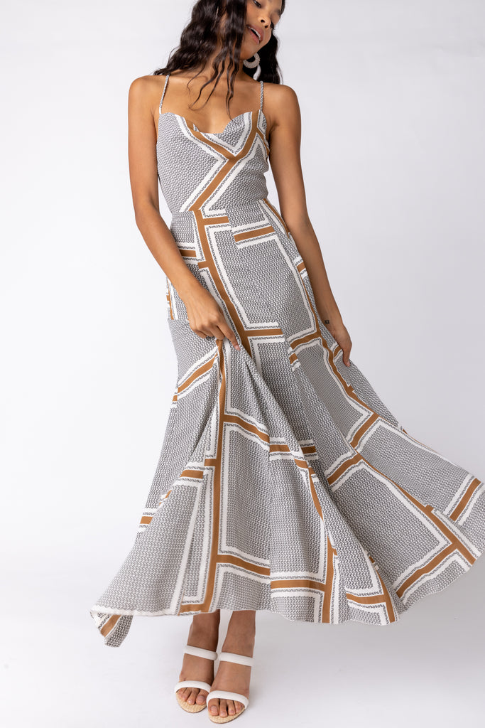 Warner Cowl Neck Printed Maxi Dress - fab'rik