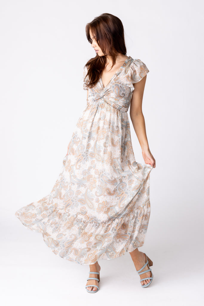 Sidney Paisley Ruffle Hem Maxi Dress - fab'rik