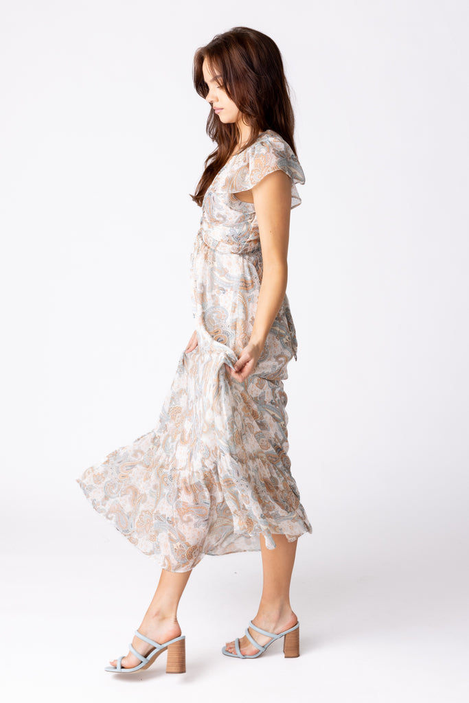 Sidney Paisley Ruffle Hem Maxi Dress - fab'rik