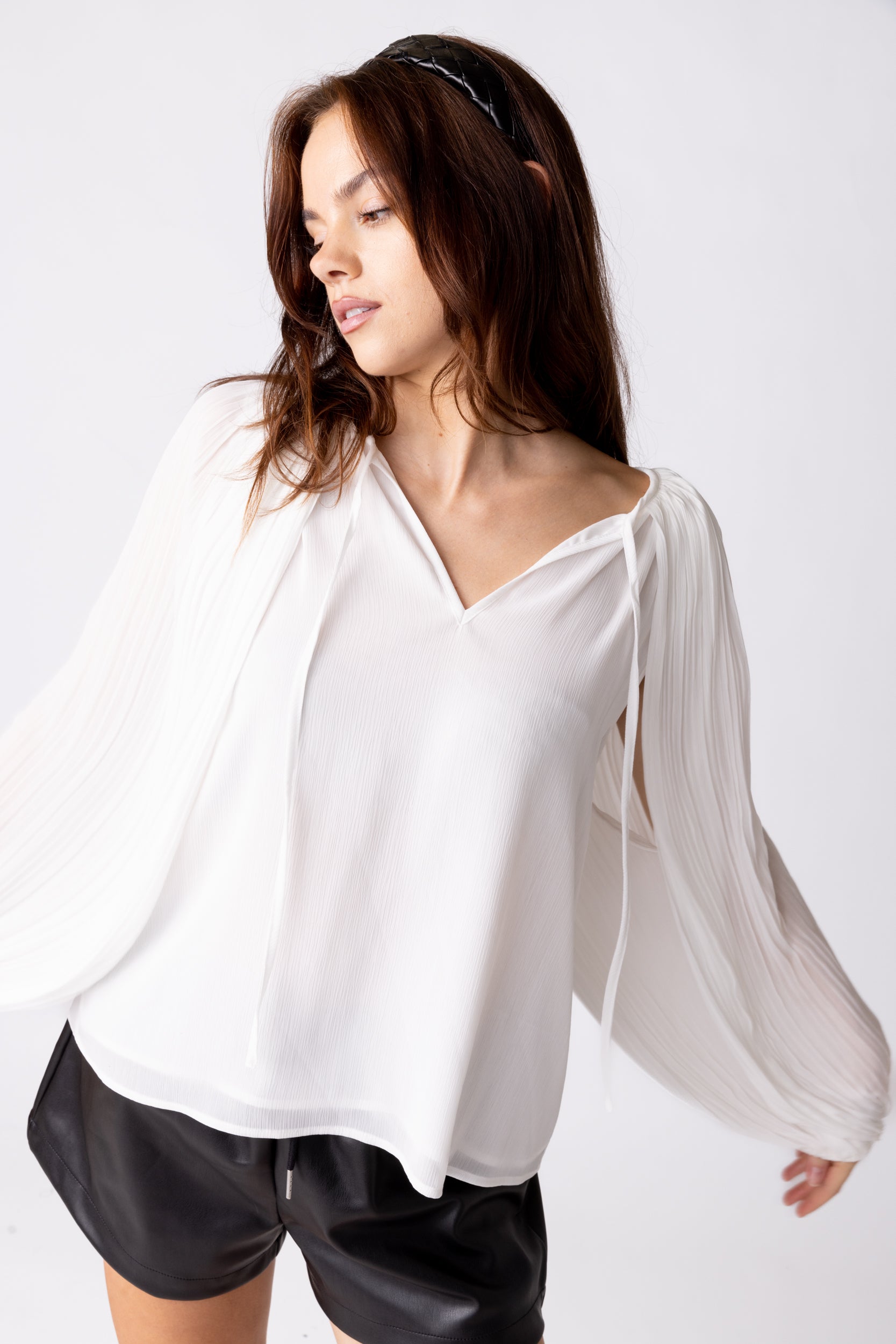Rae Pleated Sleeve Blouse - fab'rik