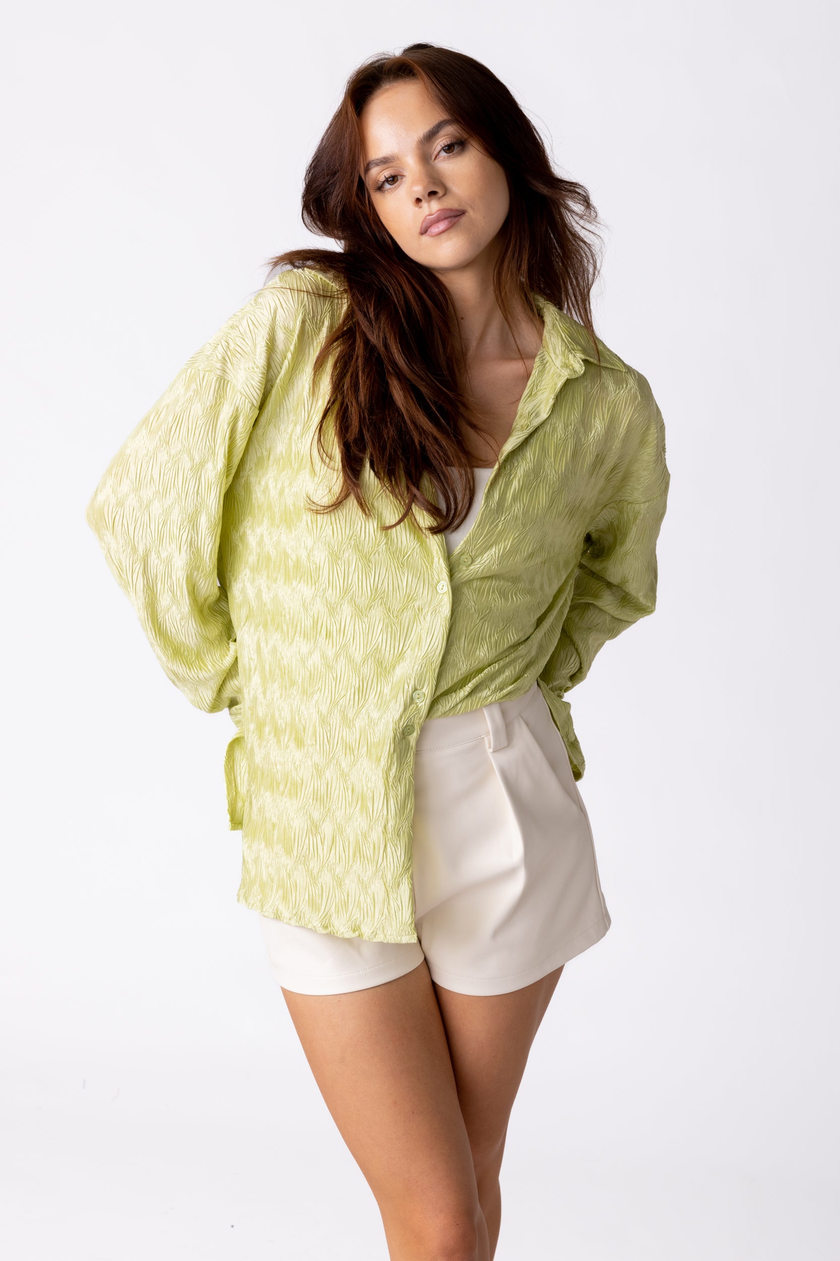 Alora Textured Button Down Blouse - fab'rik