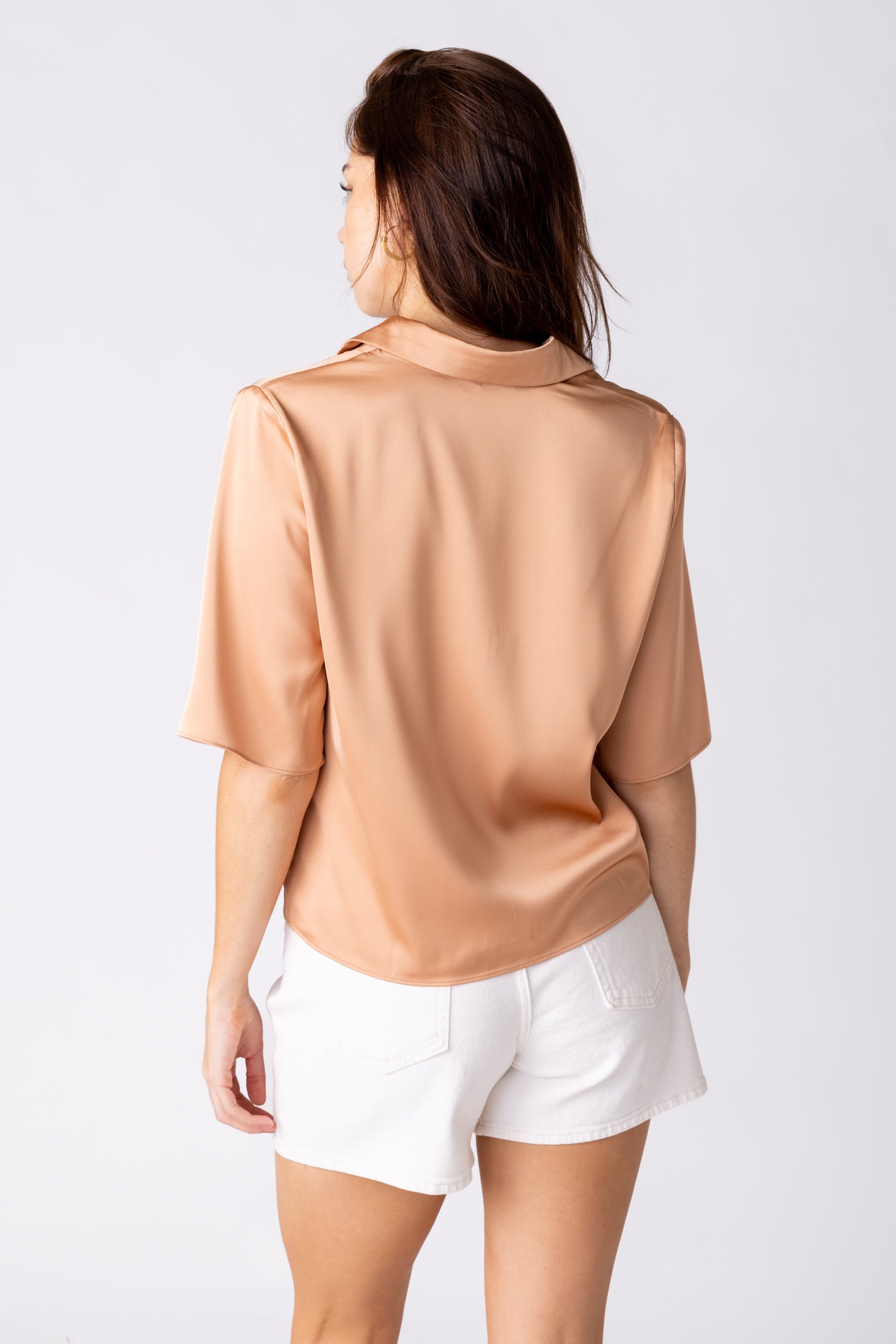 Holly Short Sleeve Satin Blouse - fab'rik