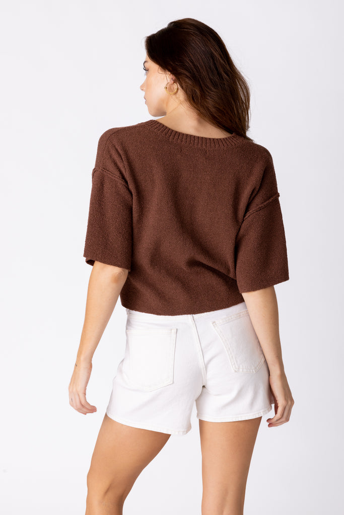 Andrea Short Sleeved V Neck Sweater - fab'rik