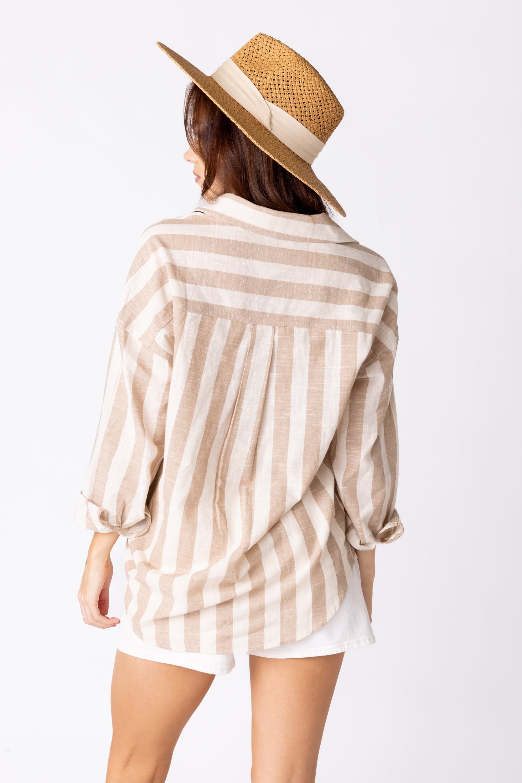Elle Striped Button Up Blouse - fab'rik