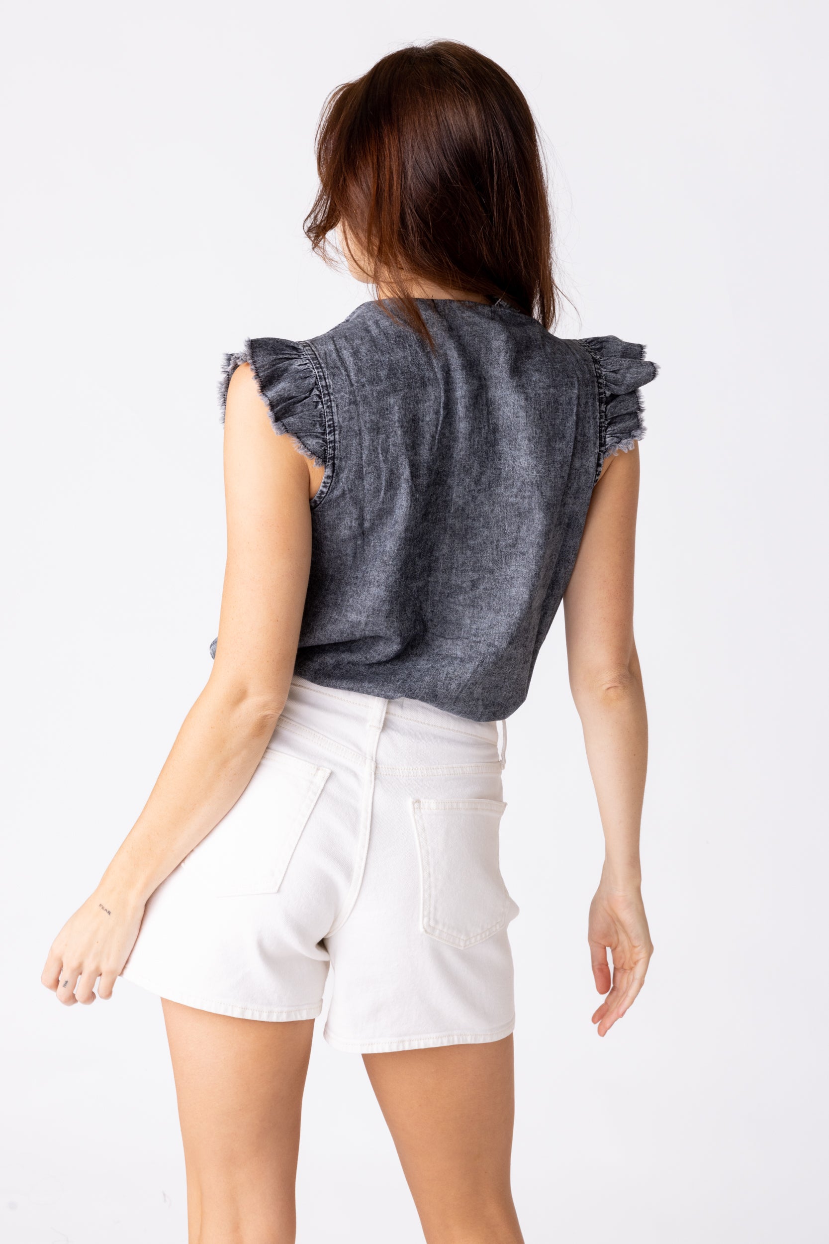 Kendall Smocked Chambray Top - fab'rik