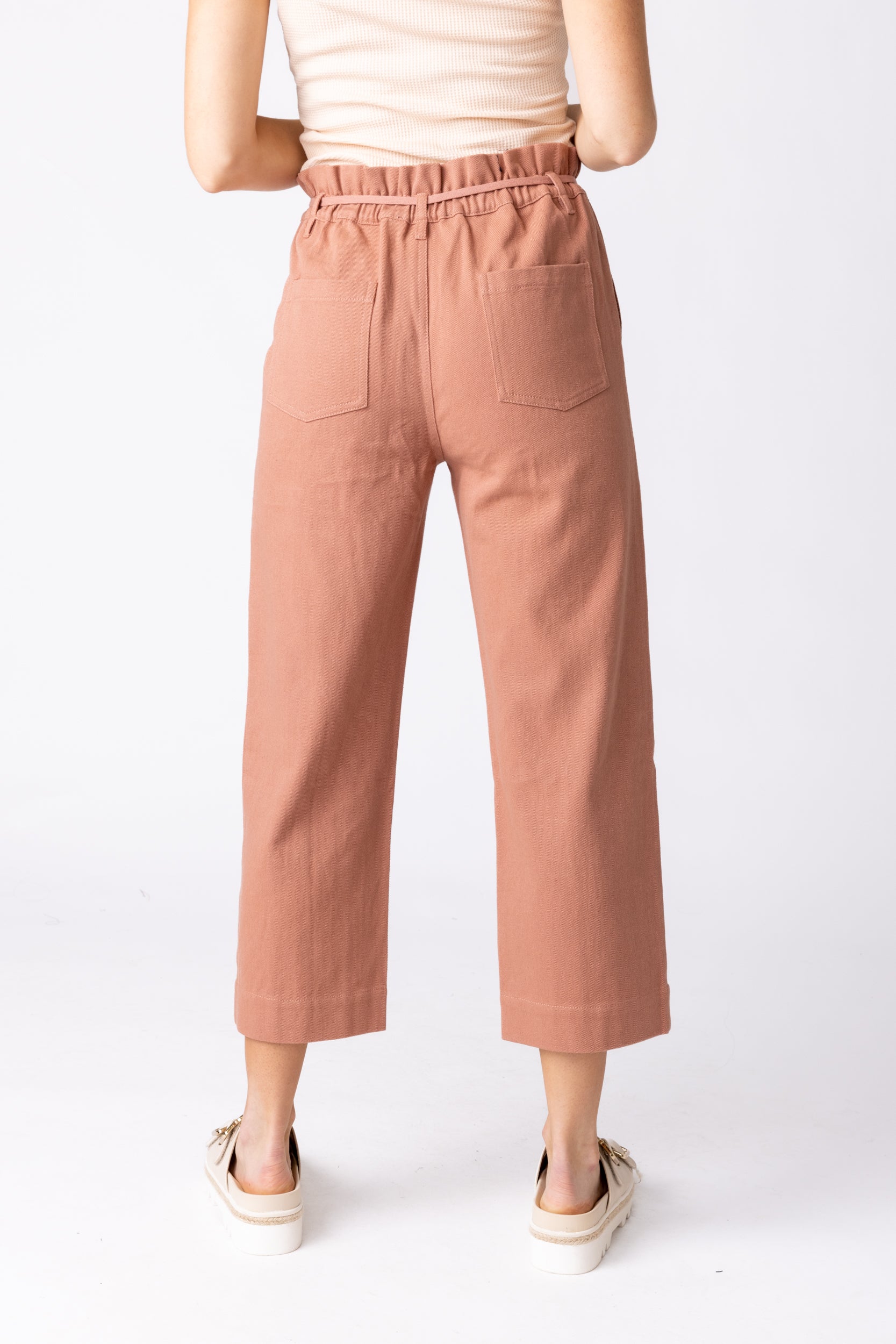 Lana Paper Bag Waist Pants - XS - ORANGE - fab'rik