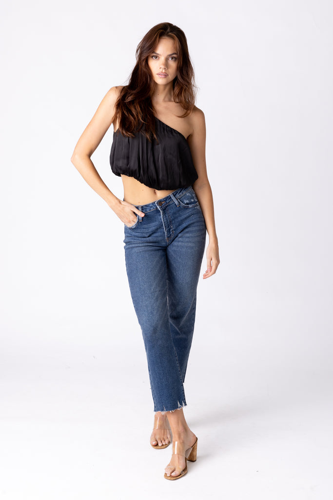 Millie One Shoulder Bubble Hem Top - fab'rik