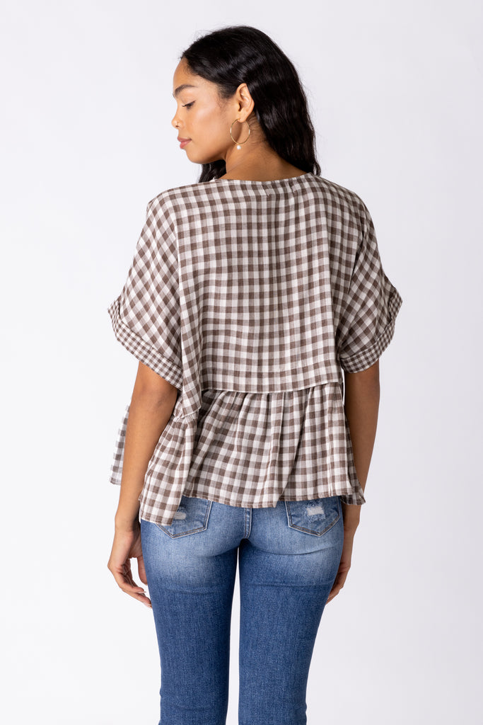 Landry Gingham Babydoll Top - fab'rik
