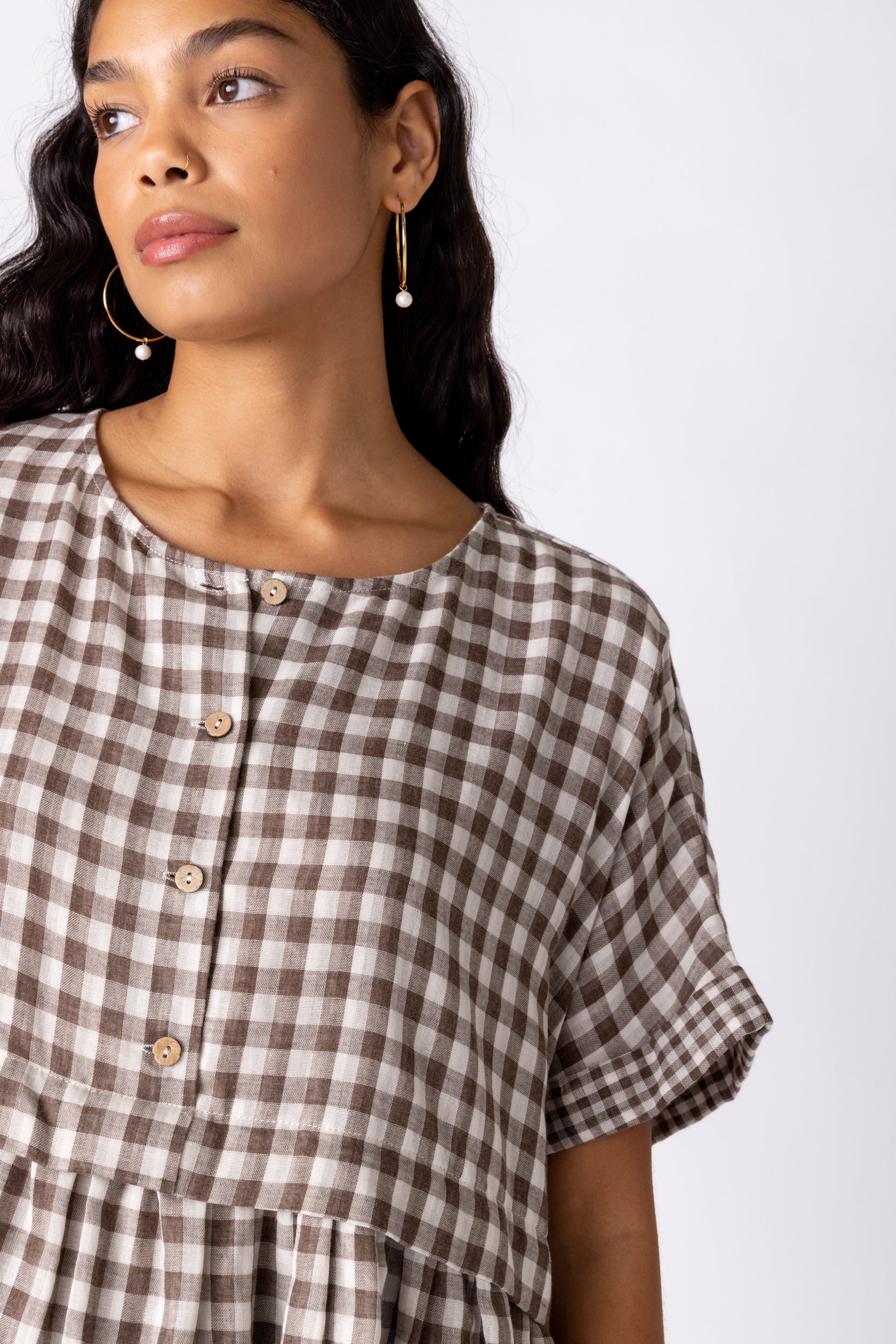Landry Gingham Babydoll Top - fab'rik