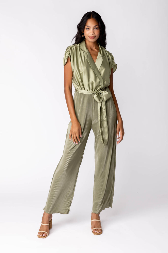 Ella Pleated Tie Waist Jumpsuit - fab'rik