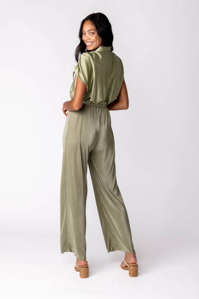 Ella Pleated Tie Waist Jumpsuit - fab'rik