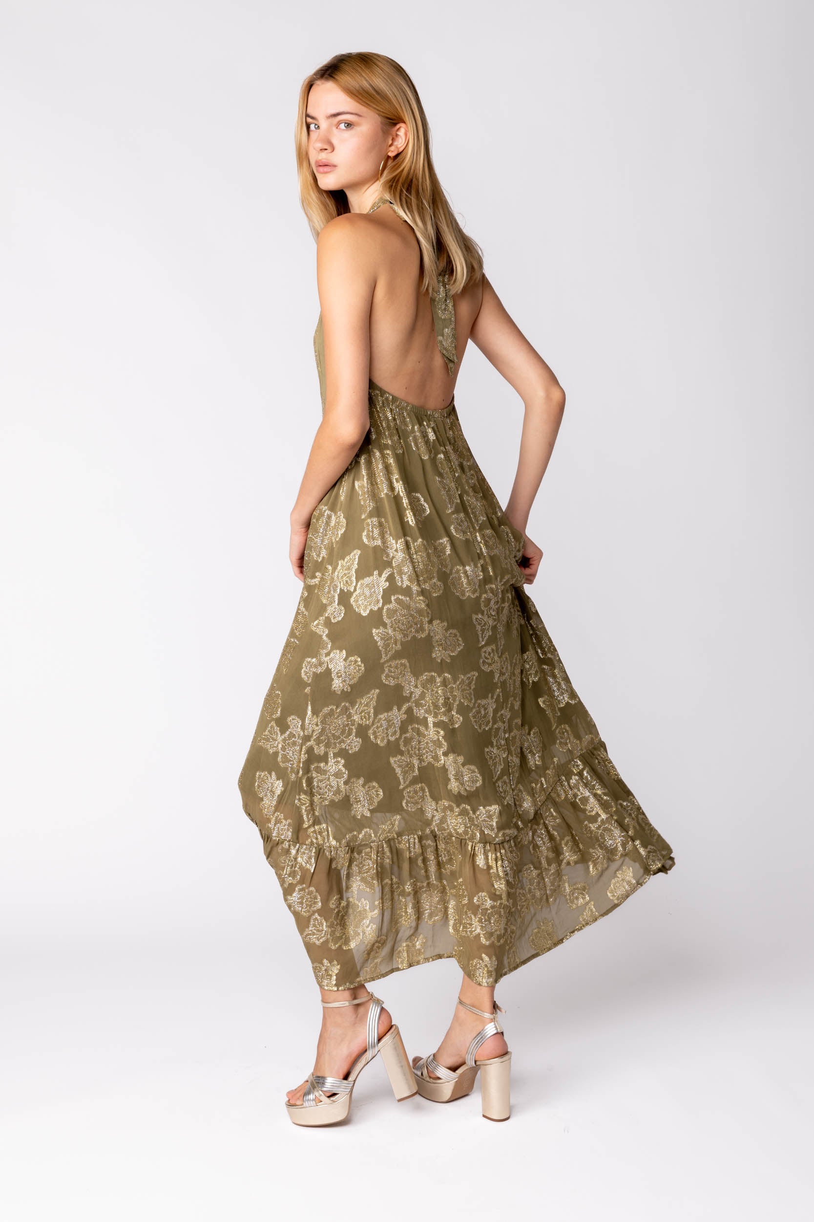 Lulu Shimmer Floral Maxi Dress - fab'rik