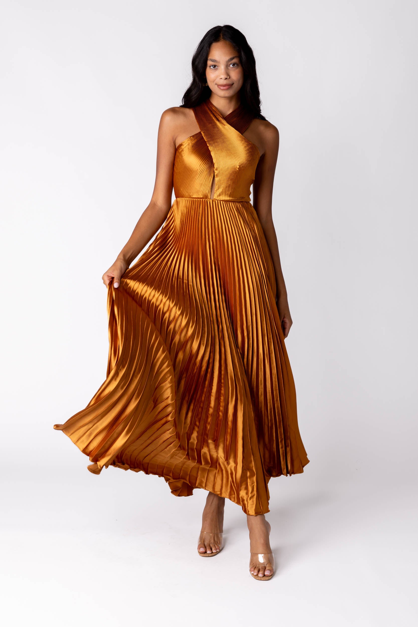 Holland Halter Pleated Dress - fab'rik