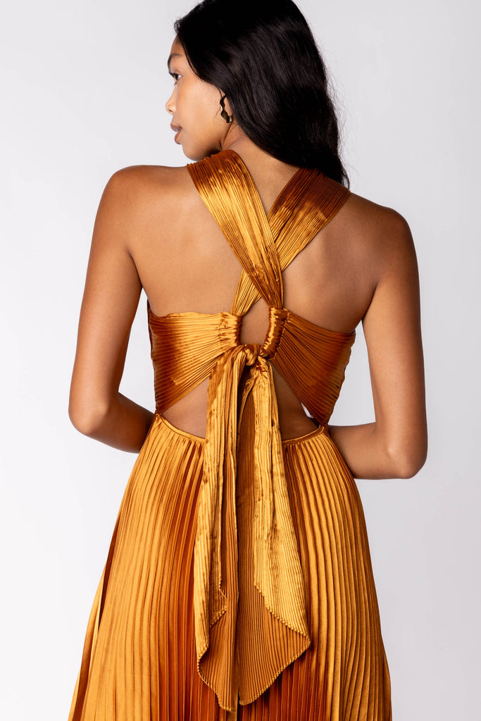 Holland Halter Pleated Dress - fab'rik