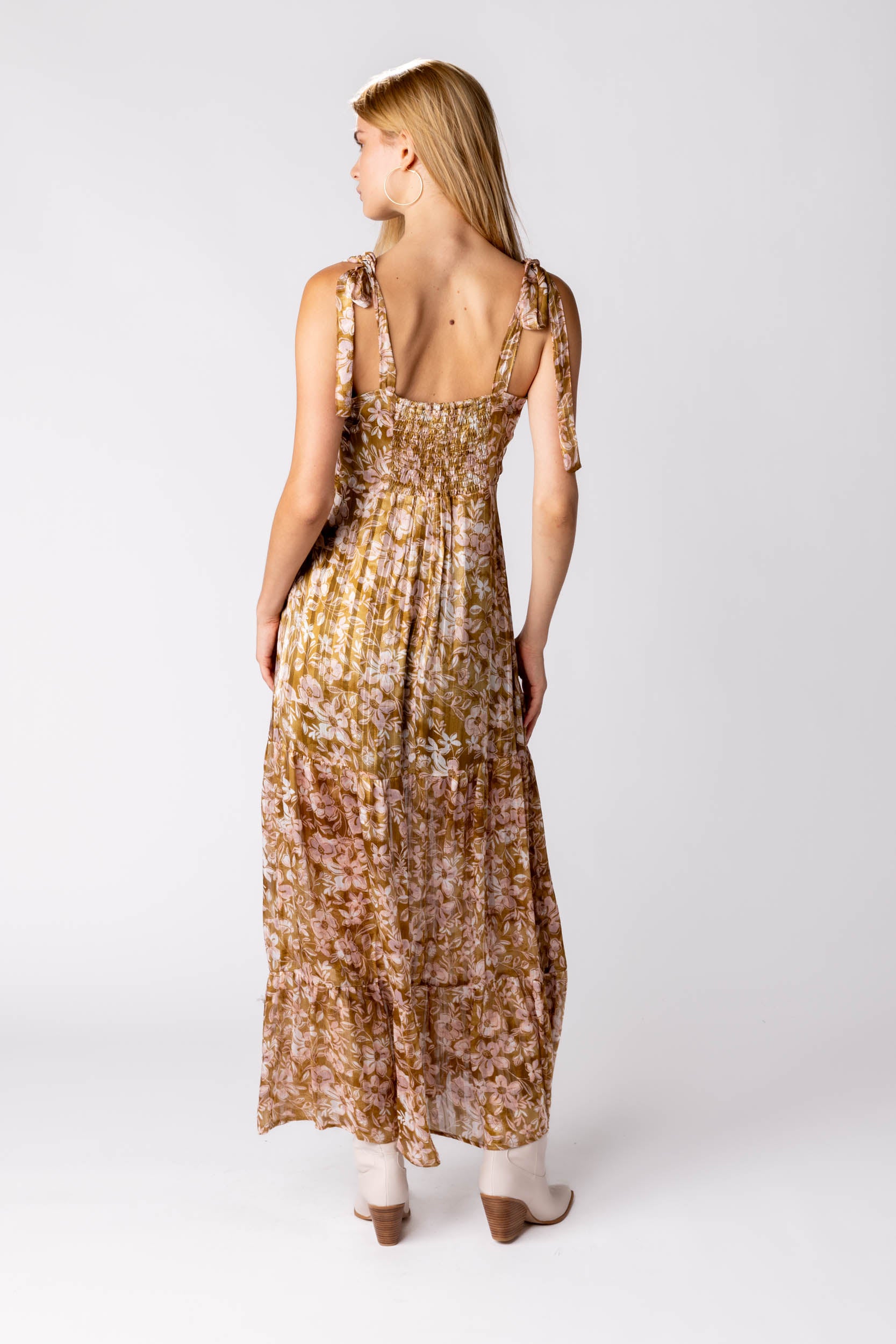 Lori Shoulder Tie Printed Maxi Dress - fab'rik