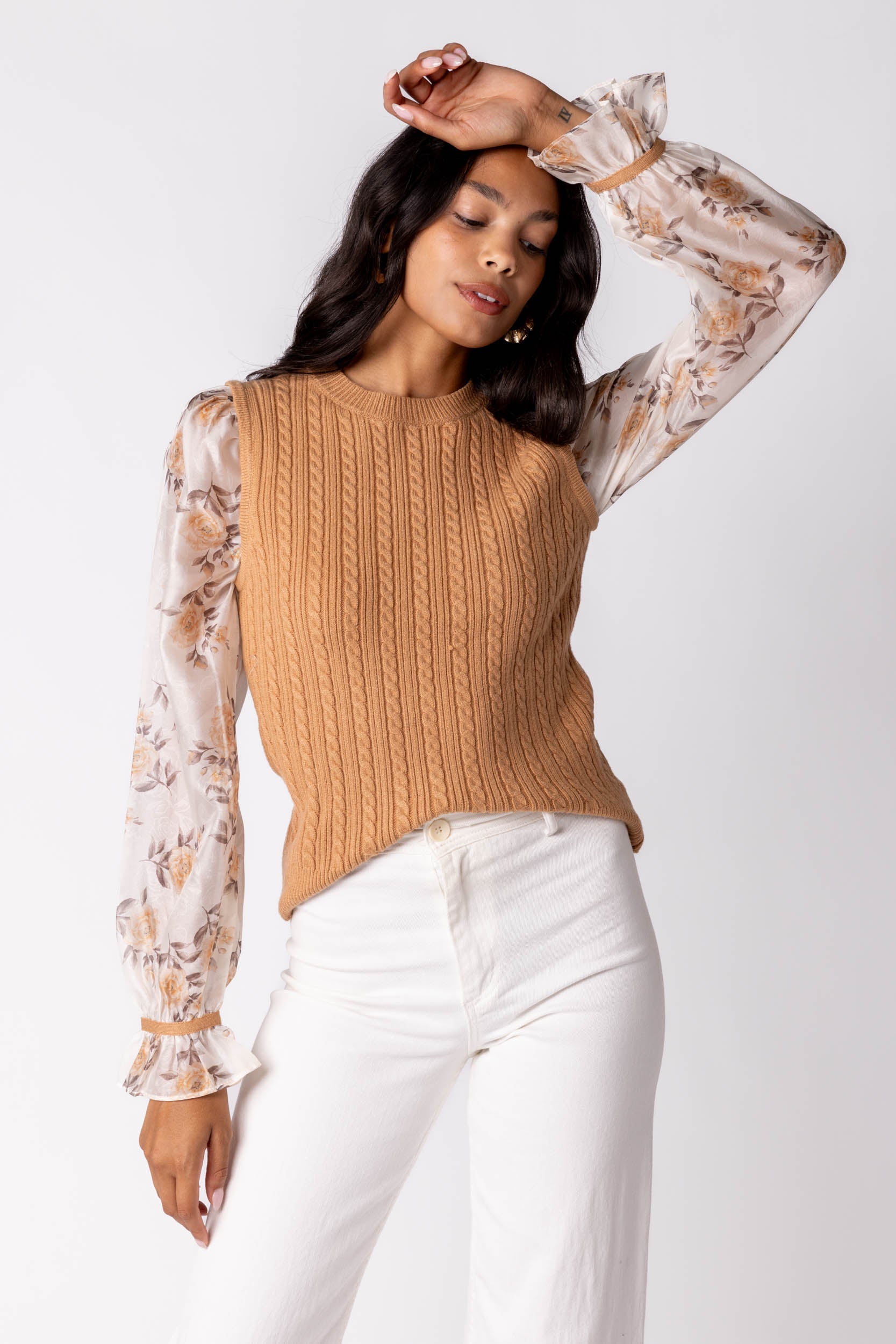 Cleo Printed Sleeve Sweater - fab'rik