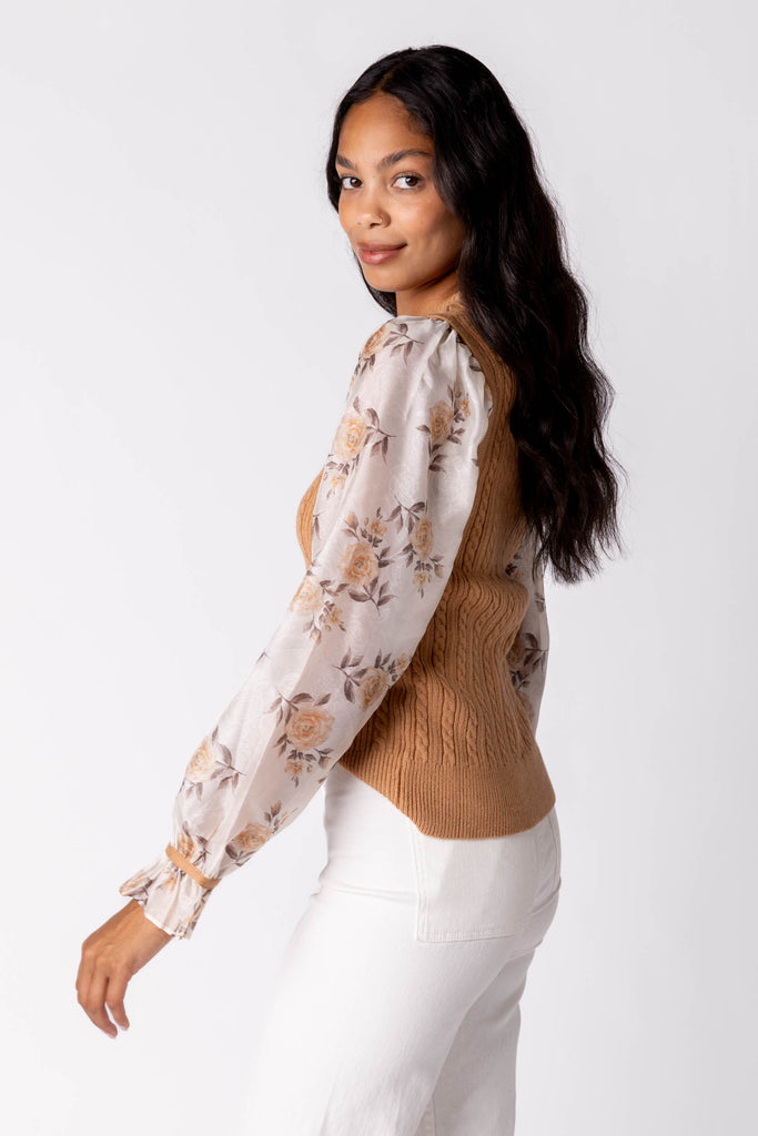 Cleo Printed Sleeve Sweater - fab'rik