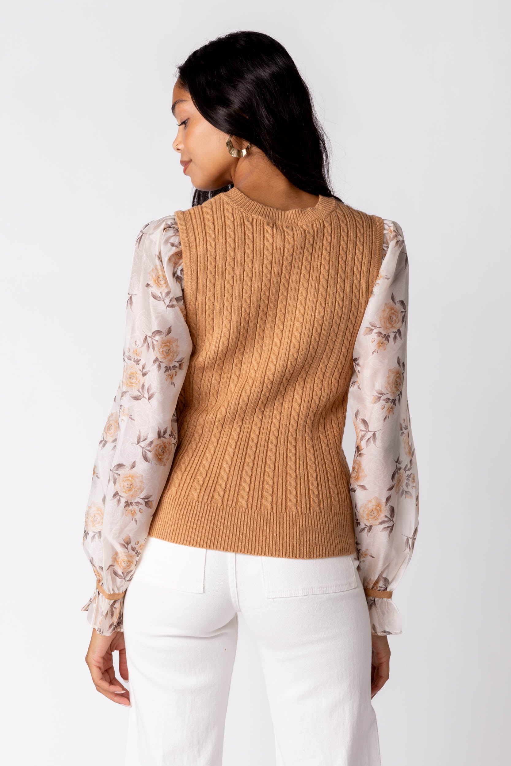 Cleo Printed Sleeve Sweater - fab'rik