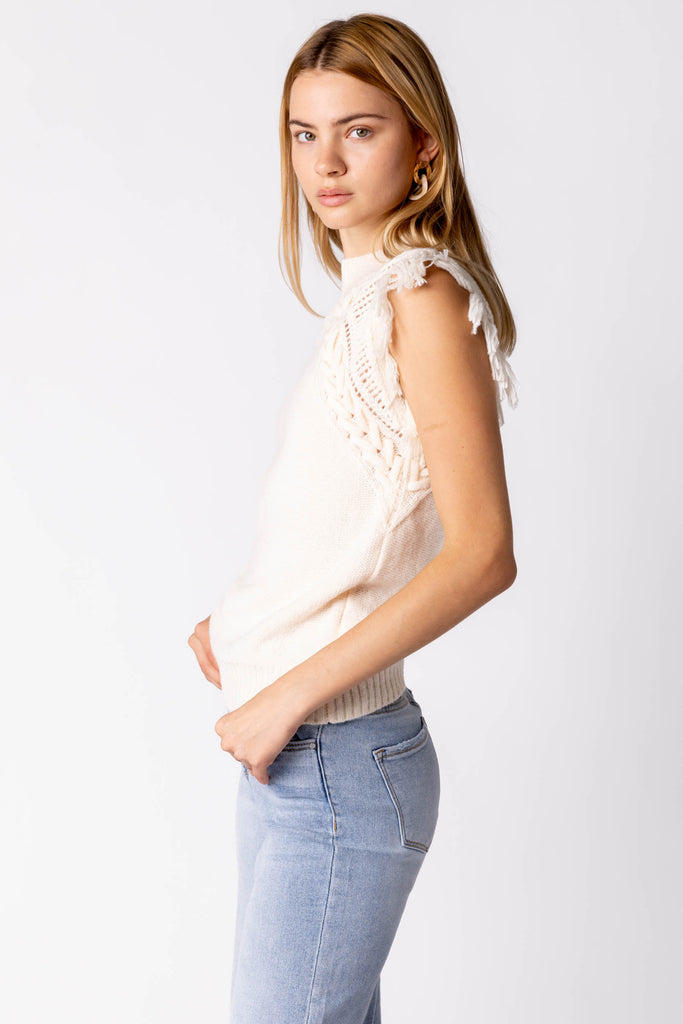 Ayla Fringe Detail Sleeveless Sweater - fab'rik