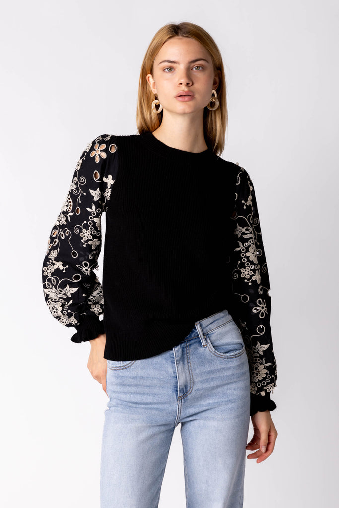 Kirsten Embroidered Lace Sleeve Top - fab'rik