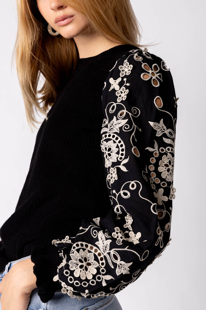 Kirsten Embroidered Lace Sleeve Top - fab'rik