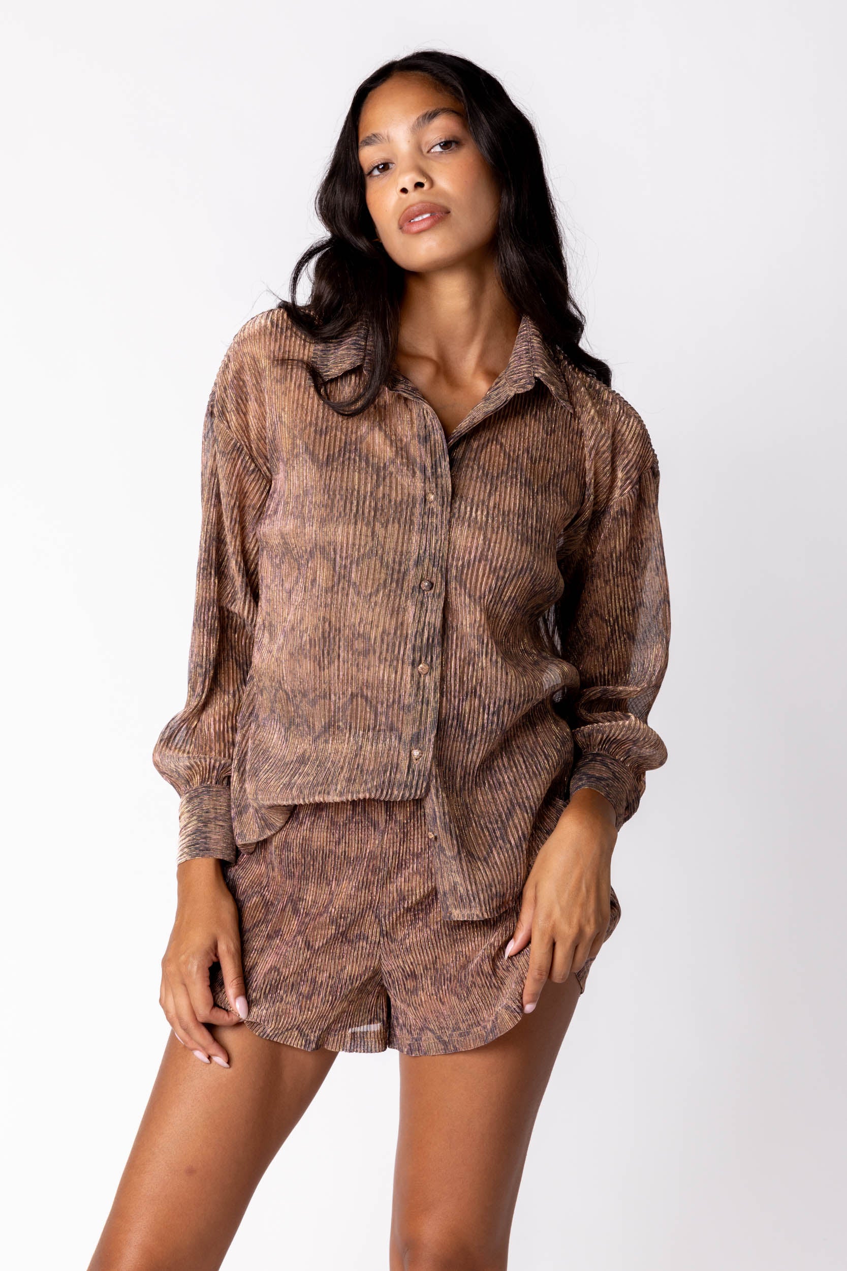 Sasha Crinkle Button Front Top - fab'rik