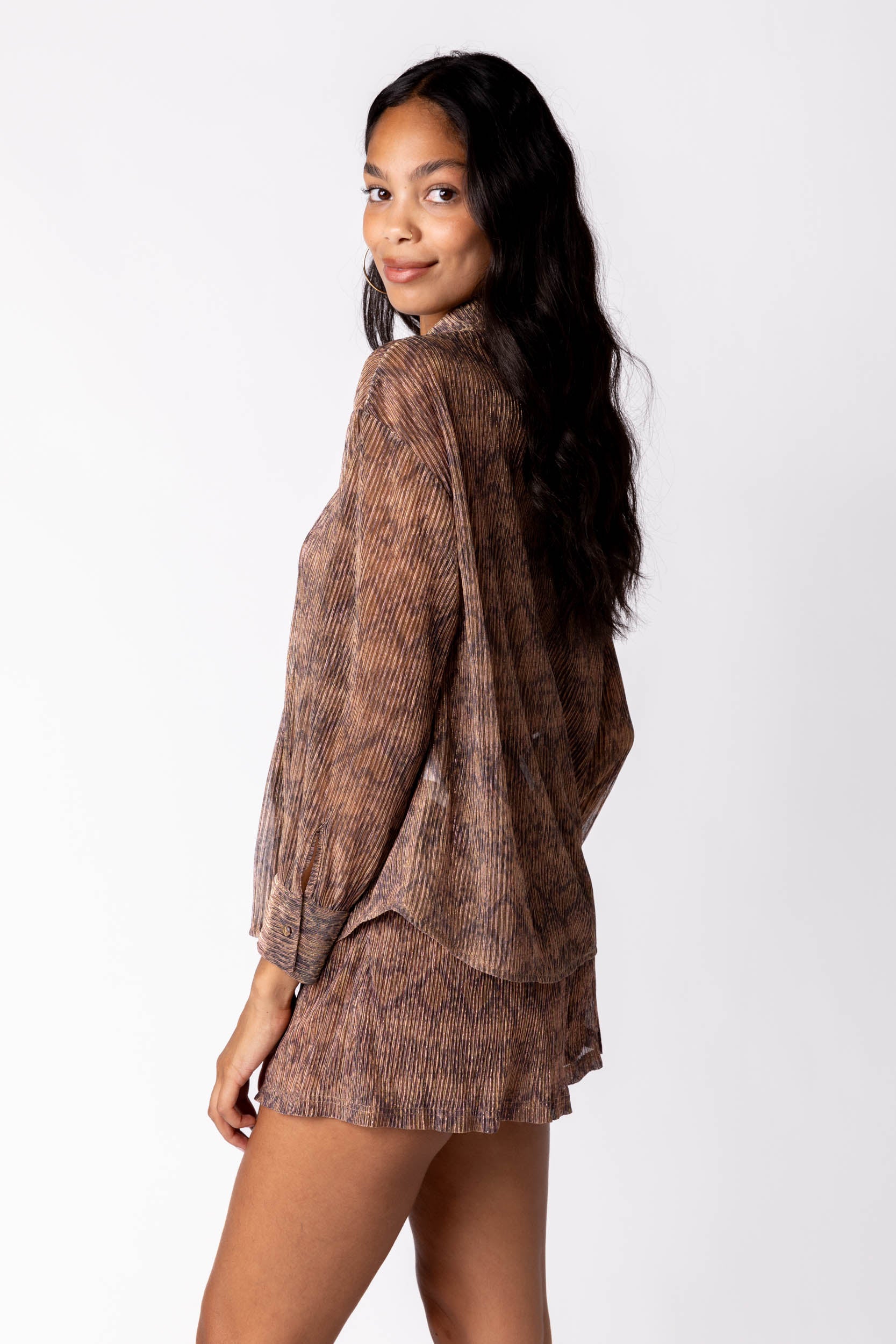 Sasha Crinkle Button Front Top - fab'rik