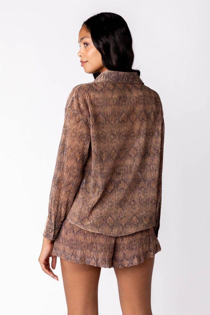 Sasha Crinkle Button Front Top - fab'rik