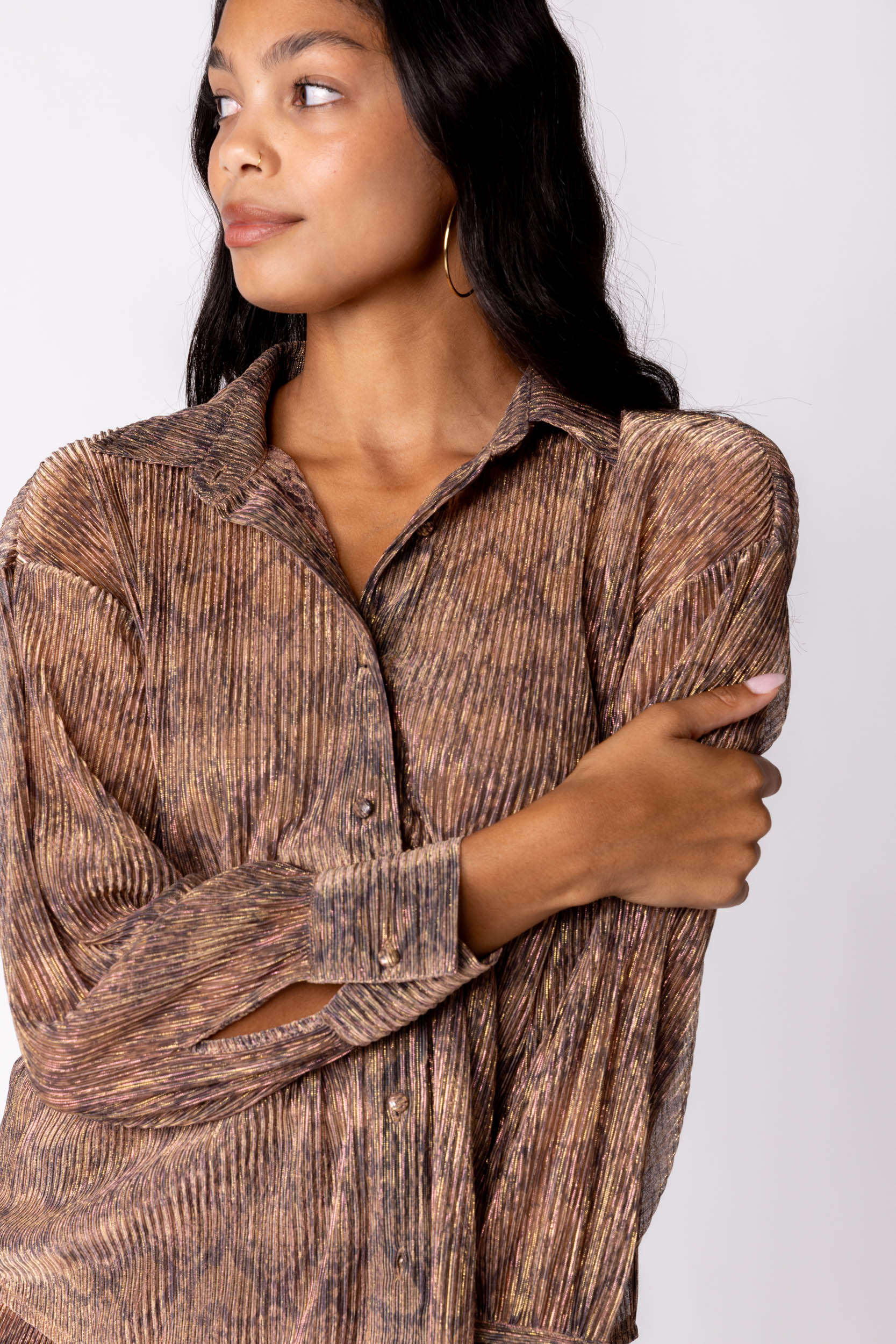 Sasha Crinkle Button Front Top - fab'rik