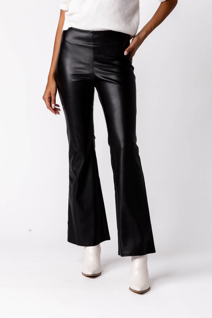 Mari Faux Leather Flare Pants - fab'rik