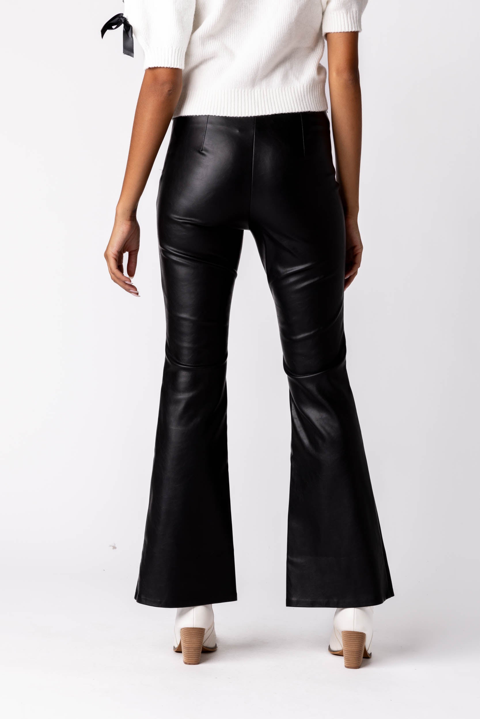 Mari Faux Leather Flare Pants - fab'rik