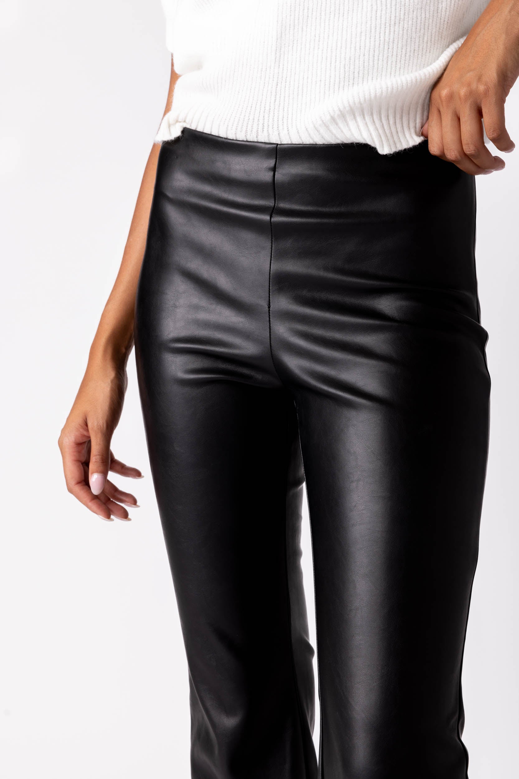 Mari Faux Leather Flare Pants - fab'rik