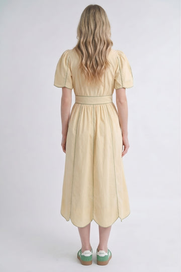 scallop edge midi dress Shoshana Scallop Edge Embroidered Midi Dress, Blush / M