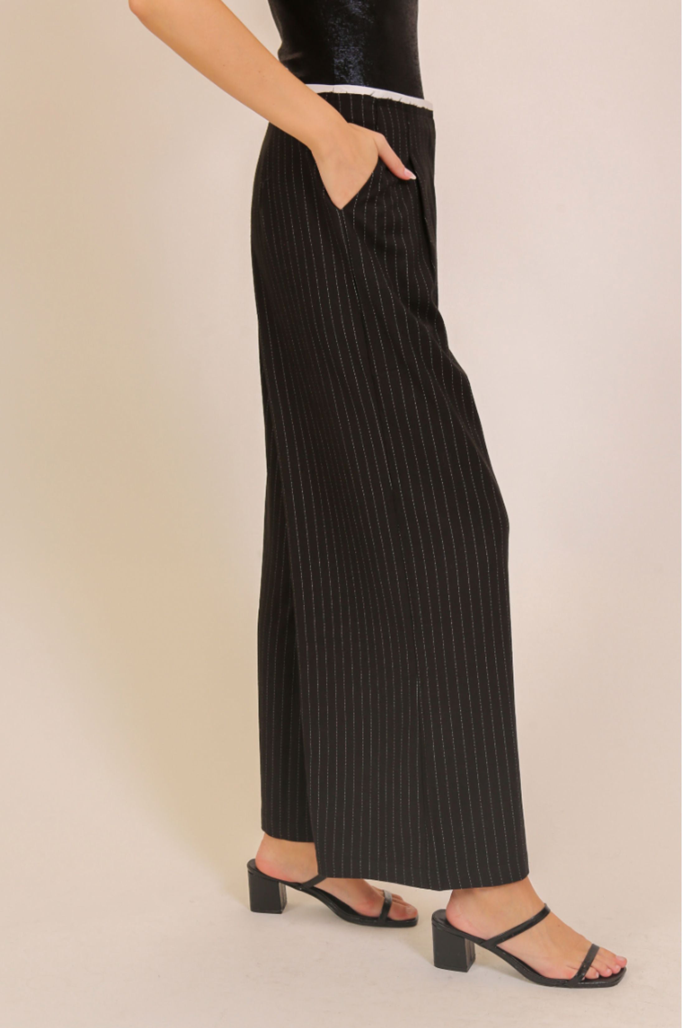Scarlett Raw Edge Pin Stripe Pants