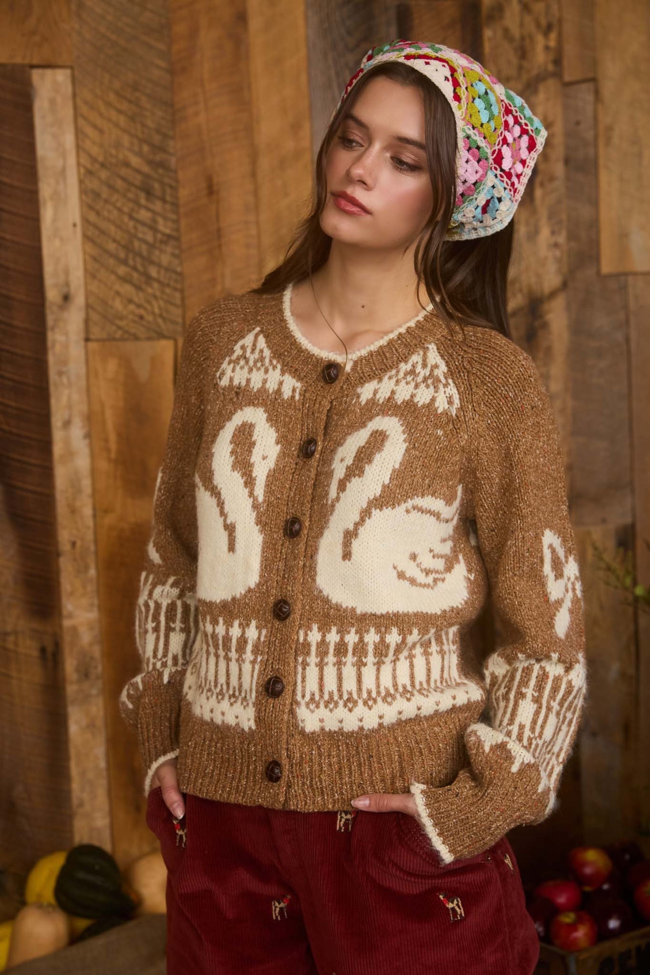 Ruby Button Up Swan Cardigan