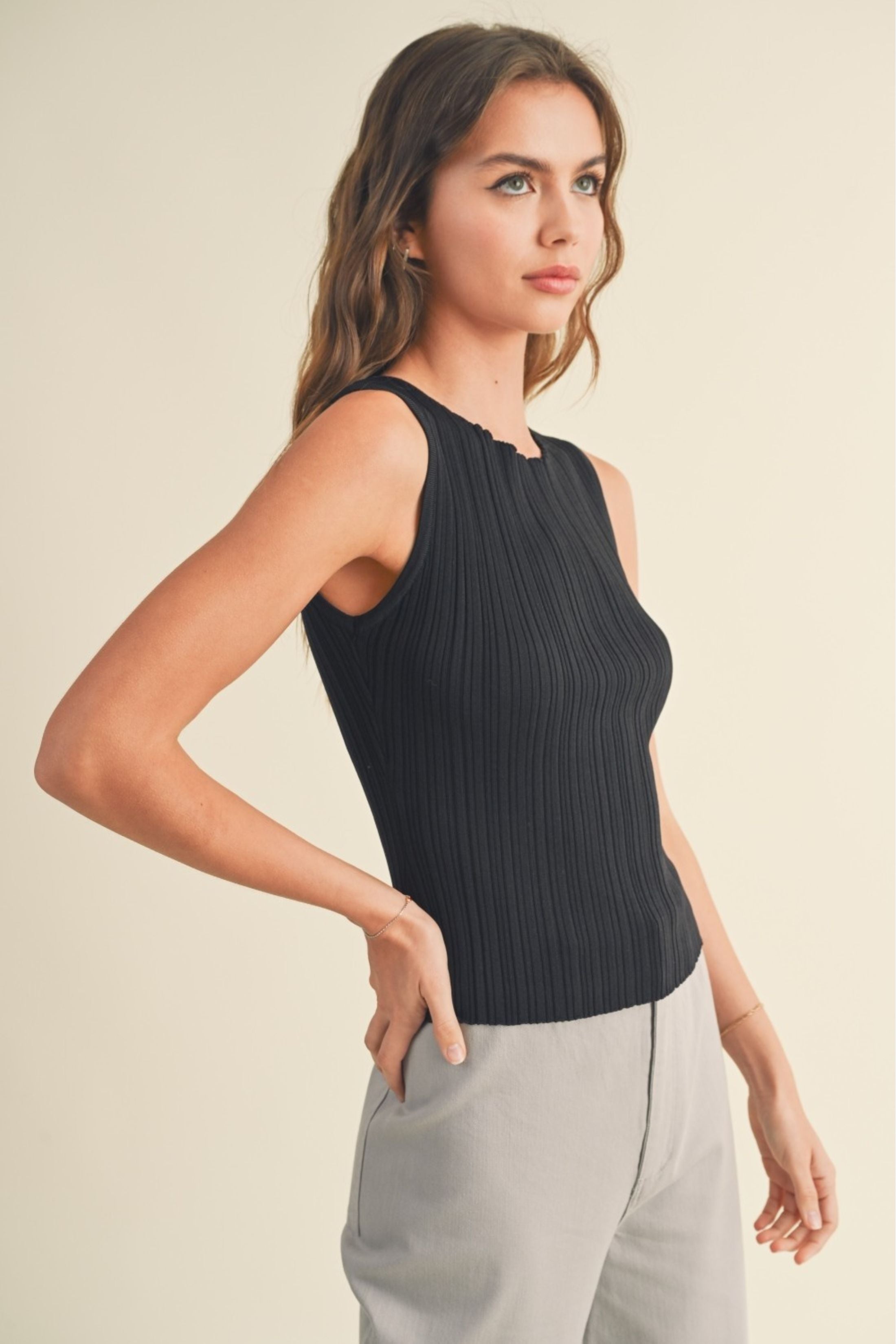Marina Viscose Ribbed Knitted Top