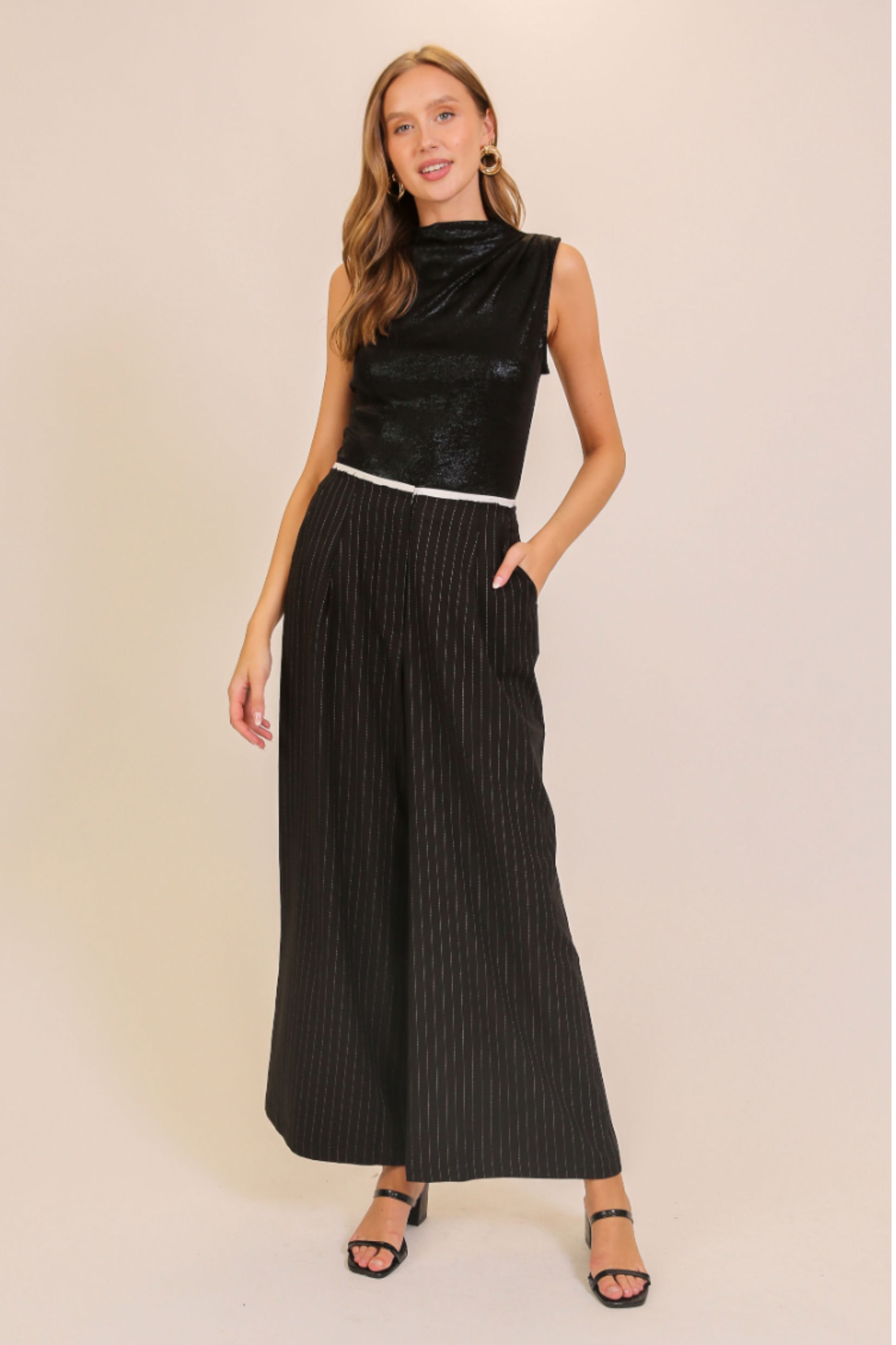 Scarlett Raw Edge Pin Stripe Pants