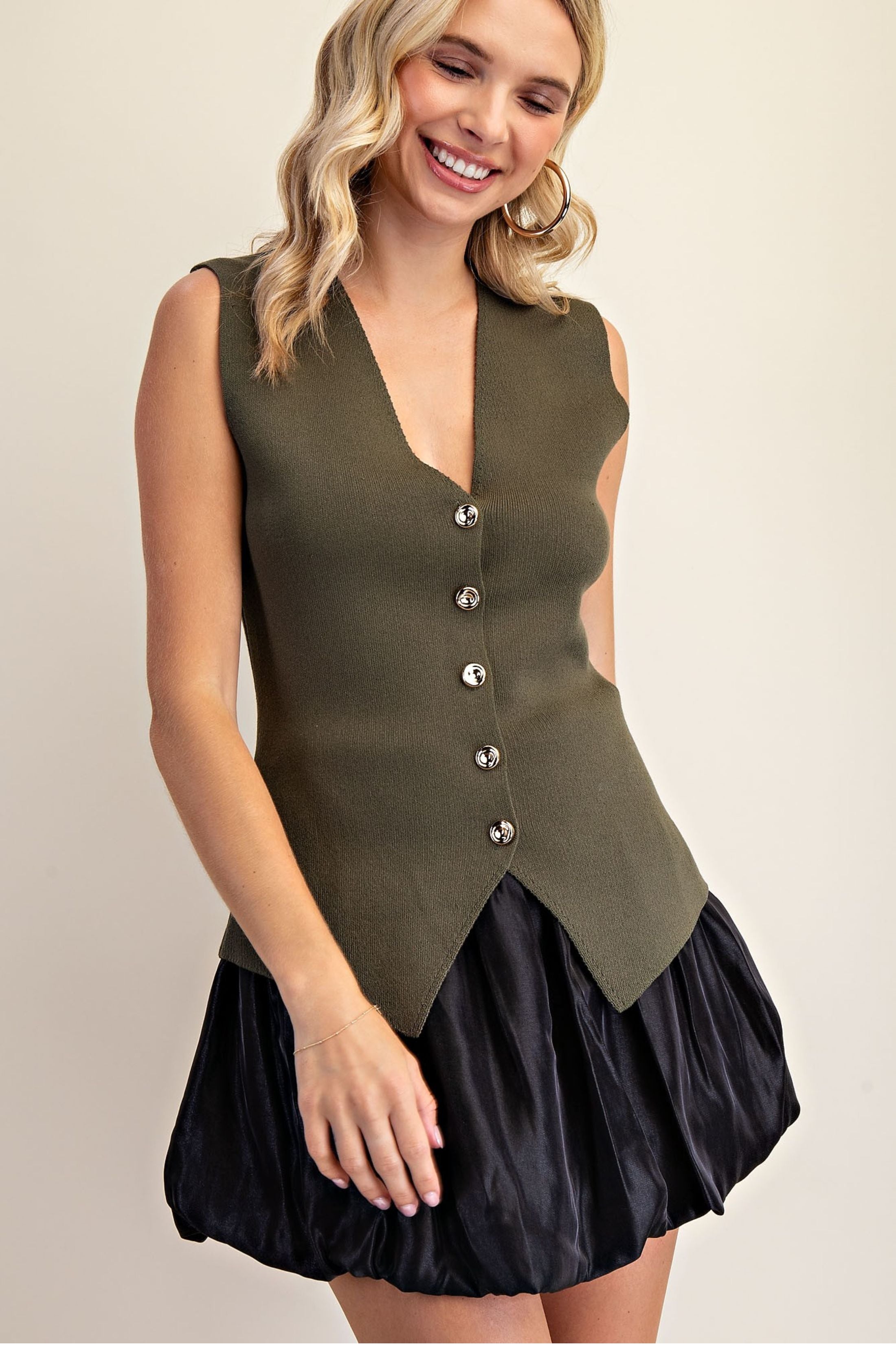 Reese Sweater Front Button Down Vest