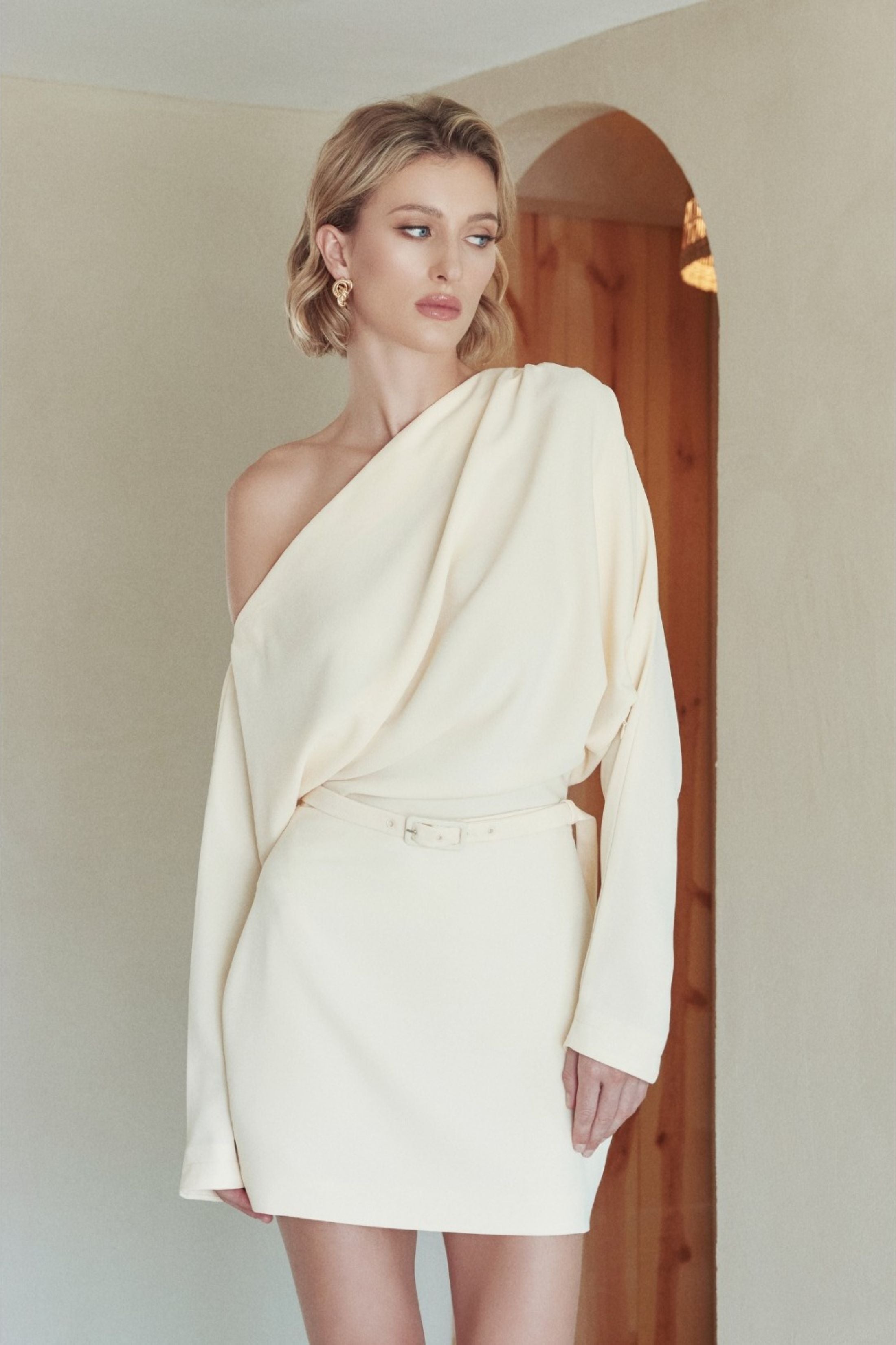 Eloise Off the Shoulder Belted Mini Dress