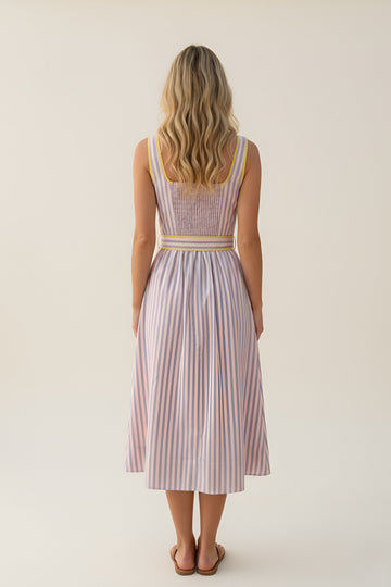 rhode selma striped drop waist midi dress Remi Sleeveless based fashion designer acclaimed Size:6 Drawer Dresser - 72