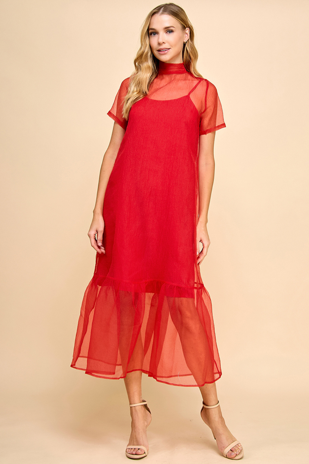 Scarlett Mesh Overlay Maxi Dress
