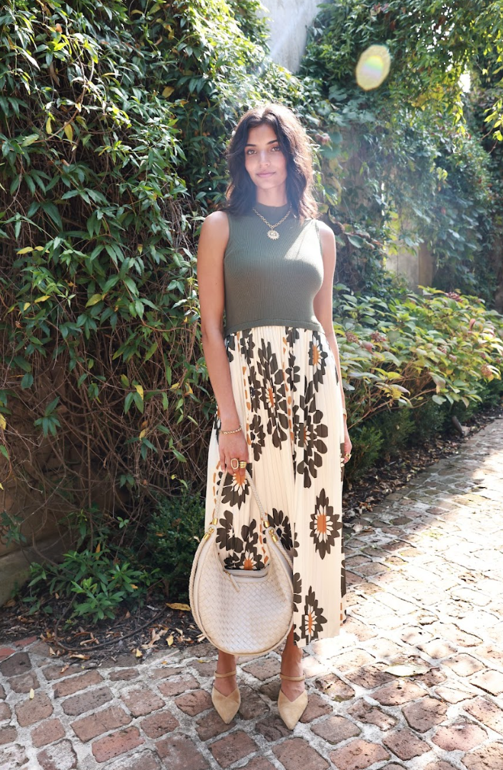 Demi Printed Pleated Midi Dress