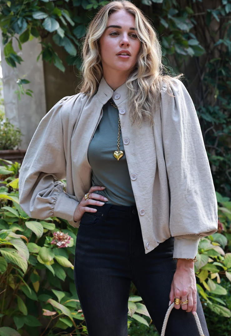 Reene High Collar Balloon Hem Jacket