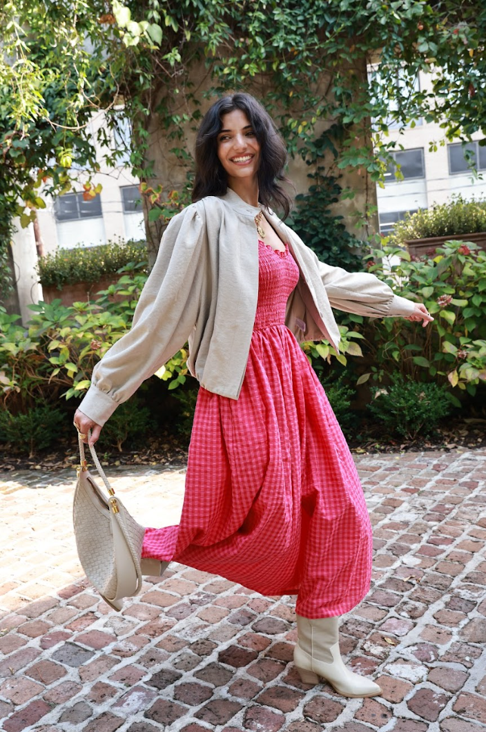 Shay Smocked Plaid Maxi Dress