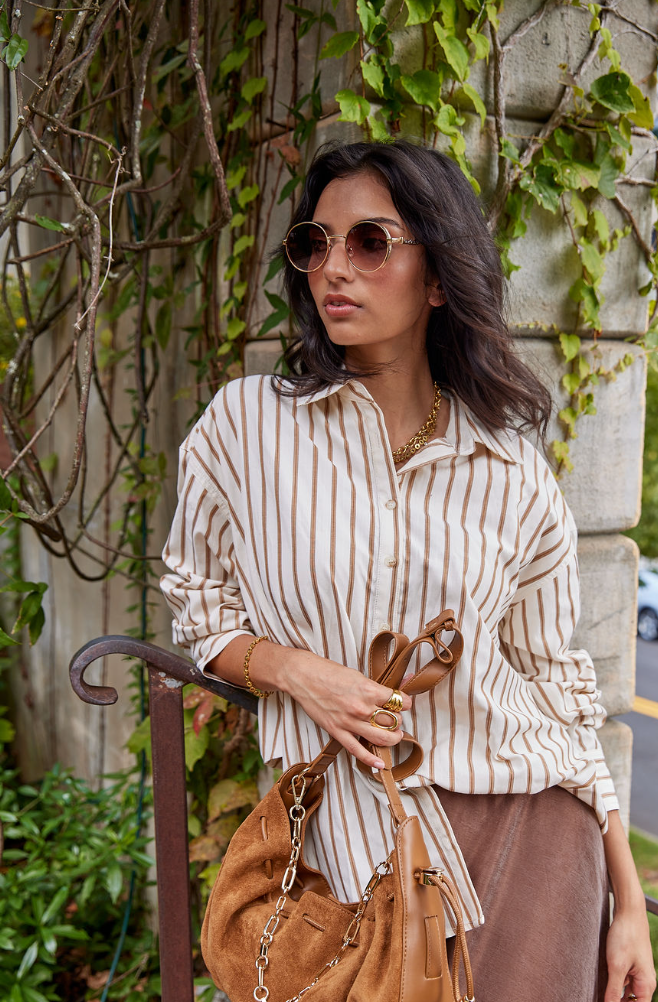 Grayson Striped Button Down Top