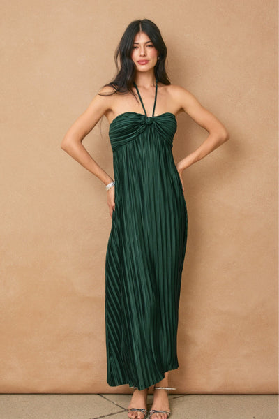 Brooklyn Pleated Halter Neck Maxi Dress – fab'rik