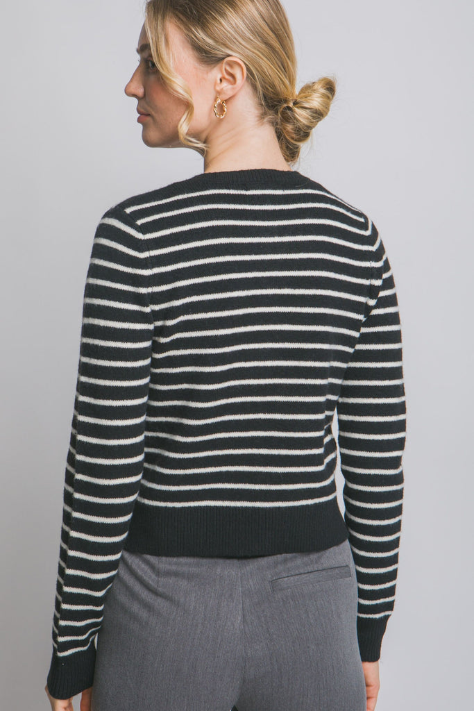 Blakely Striped Crew Neck Cardigan